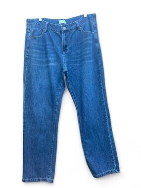 Straight-Leg Blue Denim Jeans